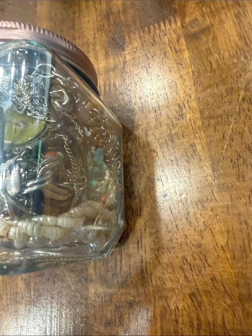 Iridescent Glass Storage Jar with Rose Gold Lid - mystery jewelry
